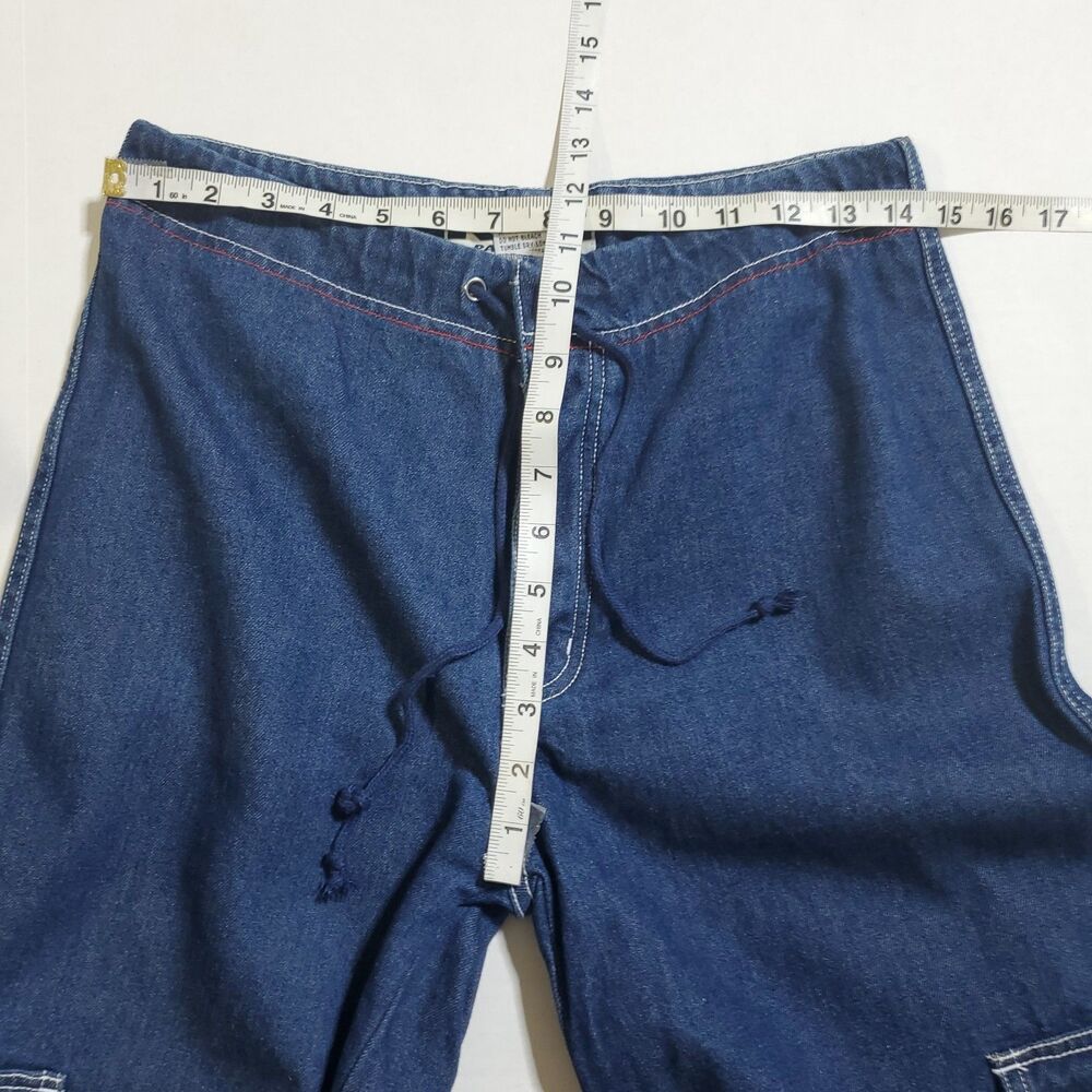 Vintage Rave 4 Real Cargo Jeans Size 7 Blue Y2K Baggy Utility Drawstring Womens - Picture 8 of 10